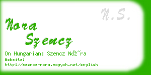 nora szencz business card